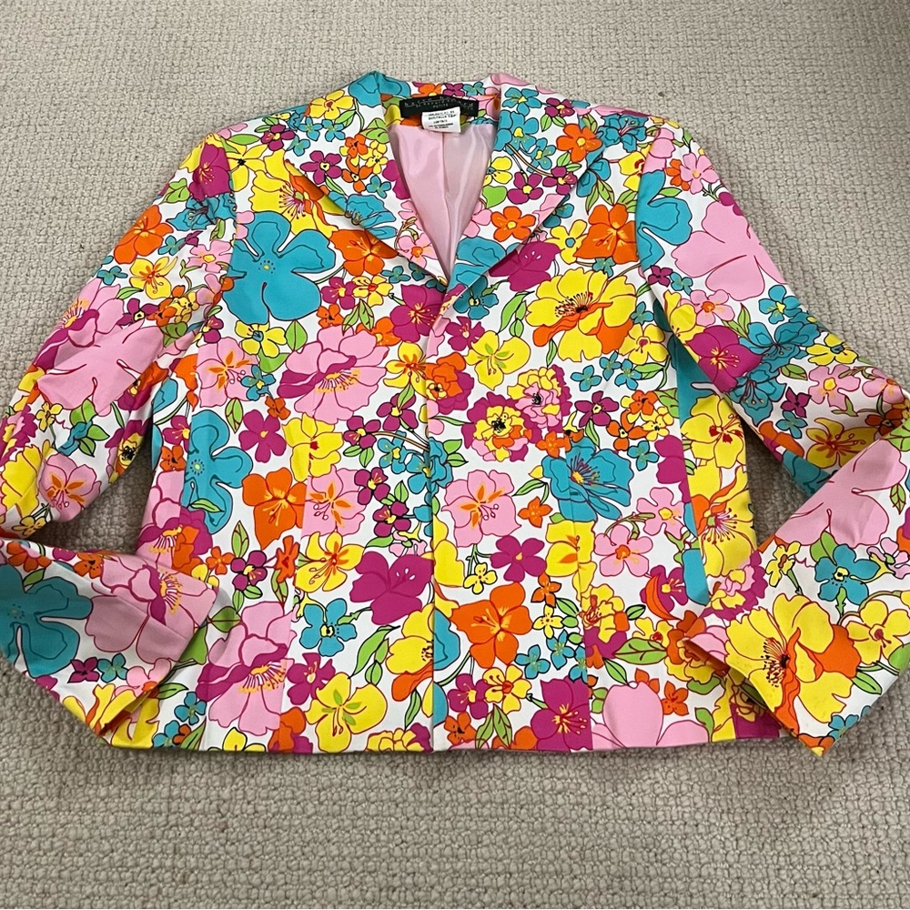 Harve Benard Floral Lined Suit Jacket Size 10 Petite